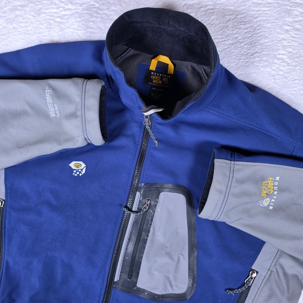 Mountain Hardwear Windstopper Mens XL Blue Nylon Stretch L/S Full Zip OM2478